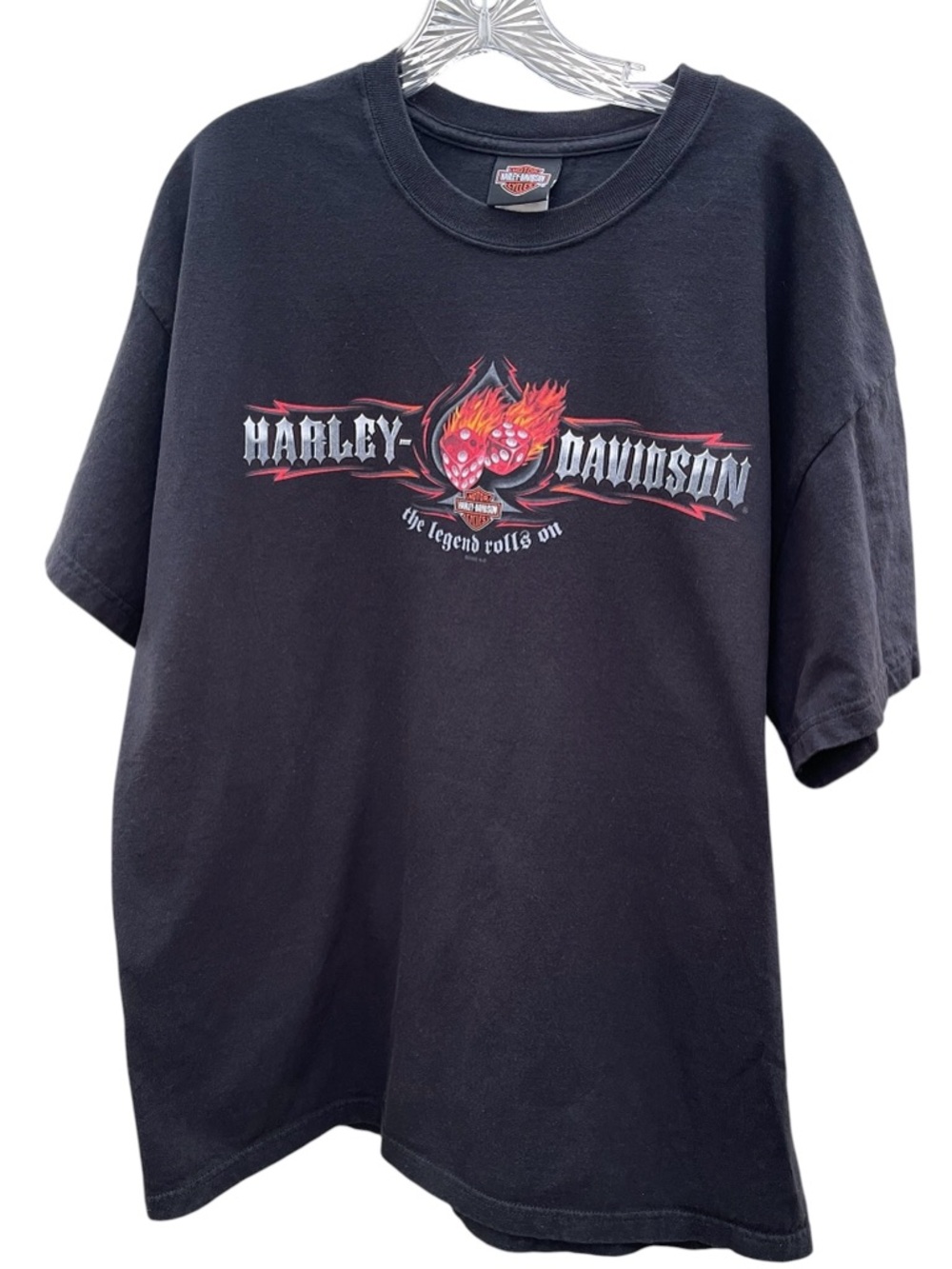Harley Davidson 2005 Hacienda Scottsdale AZ T Shirt XL Black Dice Flames Biker